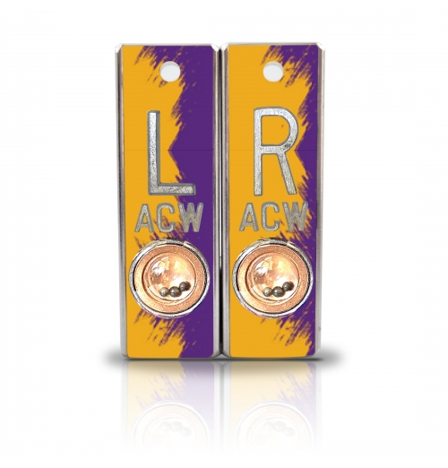 Aluminum Position Indicator X Ray Markers- Purple Gold Graphic Pattern